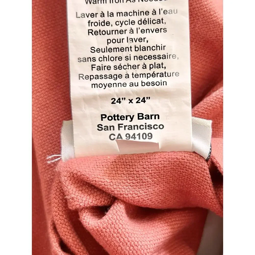 Pottery Barn Floral 24x24 Rust Orange Cream Embroidered Pillow Sham Throw Accent